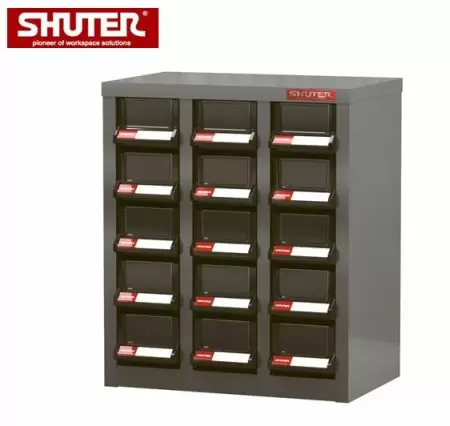 Metal Storage Parts Cabinet for Industrial Workspaces - 15 Drawers in 3 Columns